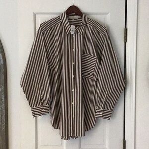 Women’s NEW Striped Button-Up Shirt - Brown & White from Loft 2026 spring book